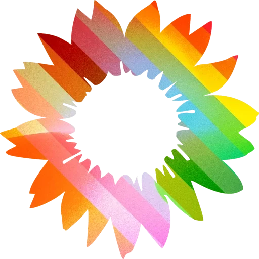 Logo der Webseite. Zeigt die Blütenblätter eine Sonnenblume in Regenbogenfarben.