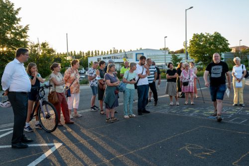 Kreideskizze des Gewerbemischgebiets Odenwaldstraße